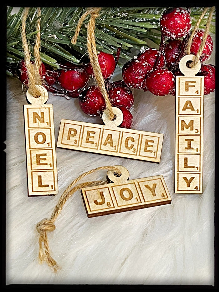 Scrabble Tile Wood Ornament Bundle