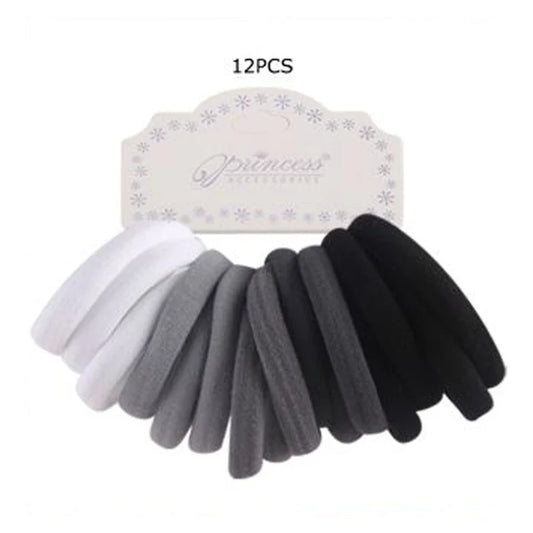 Seamless Cotton Hair Ties - Neutral Grayscale Elastic Hair Bands (RB-010GY)