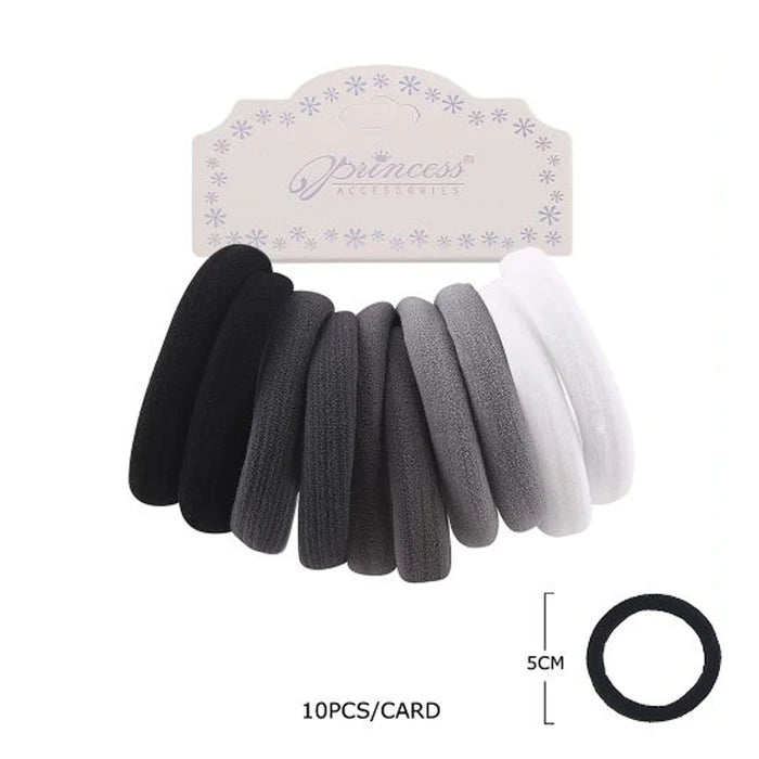 Seamless Cotton Hair Ties - No-Damage Elastic Ponytail Holders (Neutral Tones) (RB-011GY)