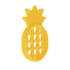 Nuby Silicone Mini Teethers (2 Pack) in orange and pineapple shapes feature a honeycomb cutout design, providing safe and soothing teething relief for babies.