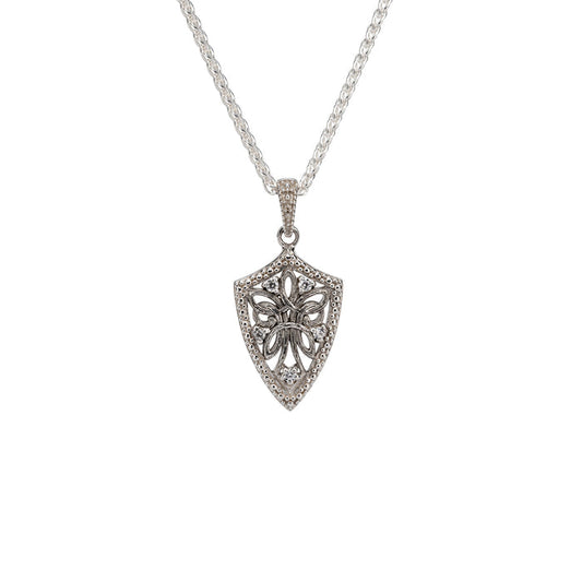 Silver Guardian Angel Pendant - Cubic Zirconia