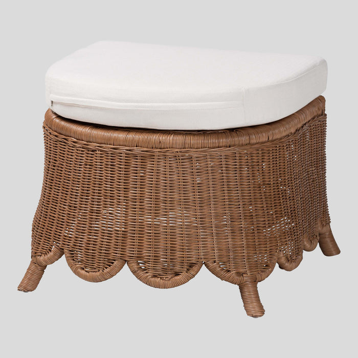 Solace Rattan Footstool by bali & pari — overall view