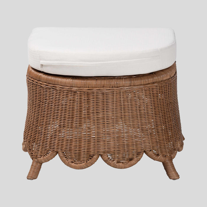Solace Rattan Footstool by bali & pari — overall view