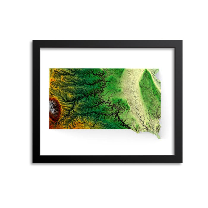 South Dakota Elevation Map Print