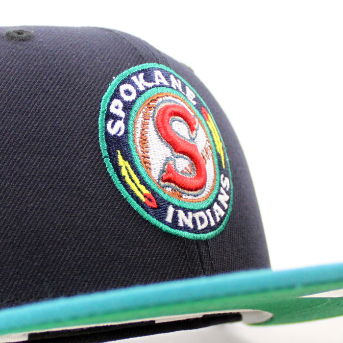 SPOKANE INDIANS SPOKANE INDIANS PATCH New Era 59Fifty Fitted Hat ( NAVY AQUA GREEN Under Brim)