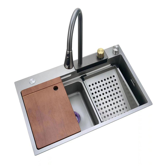 Stainless Steel Kitchen Sink, Durable & Corrosion-Resistant, Gun Gray