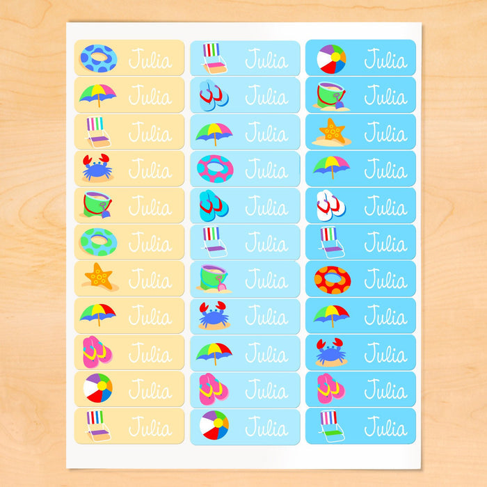 Summertime Personalized 33 CT Rectangle Waterproof Labels