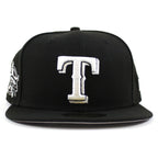 Texas Rangers World Series New Era 59Fifty Fitted hat (Black White Gray Under Brim)