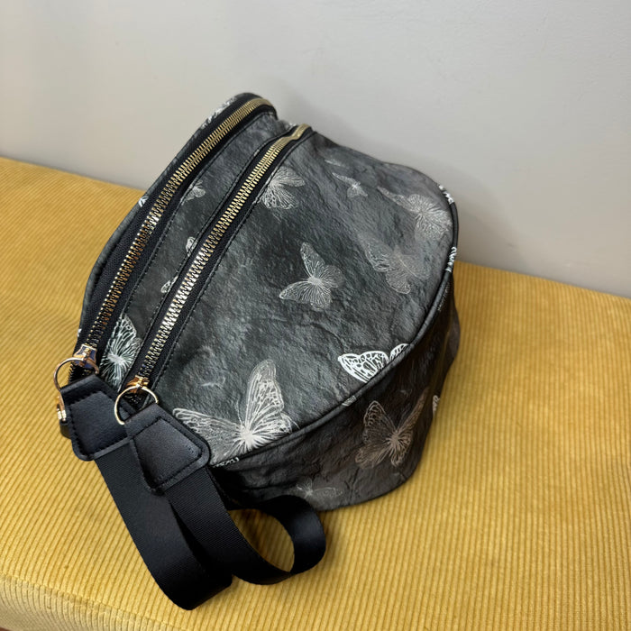 The Roni Nylon Crossbody - Grey Butterfly