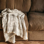 Also Home Tibble Linen & Cotton Throw/Wrap - Grey & Beige - Waha Lifestyle