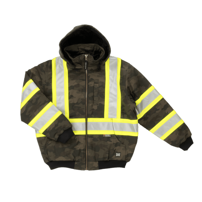 Tough Duck Men's Camo Flex Duck C1 Hi-Vis Hooded Safety Bomber Jackets & Coats Tough Duck