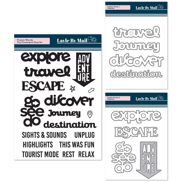 Travel Words Stamp & Die Bundle