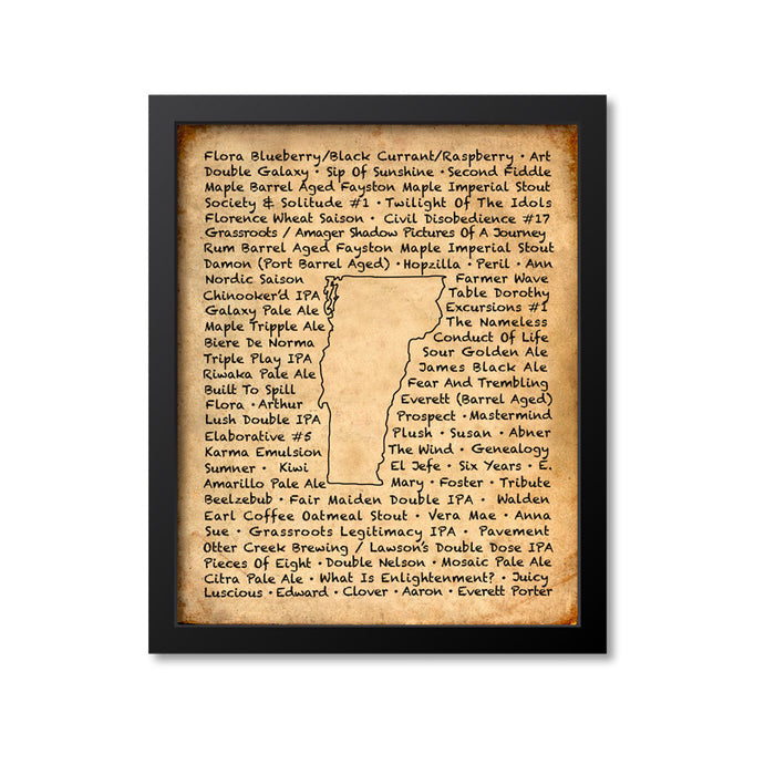 Vermont Beer Map Art Print