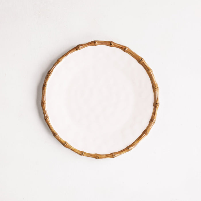 Beatriz Ball Vida Bamboo Round Platter — Overhead on white