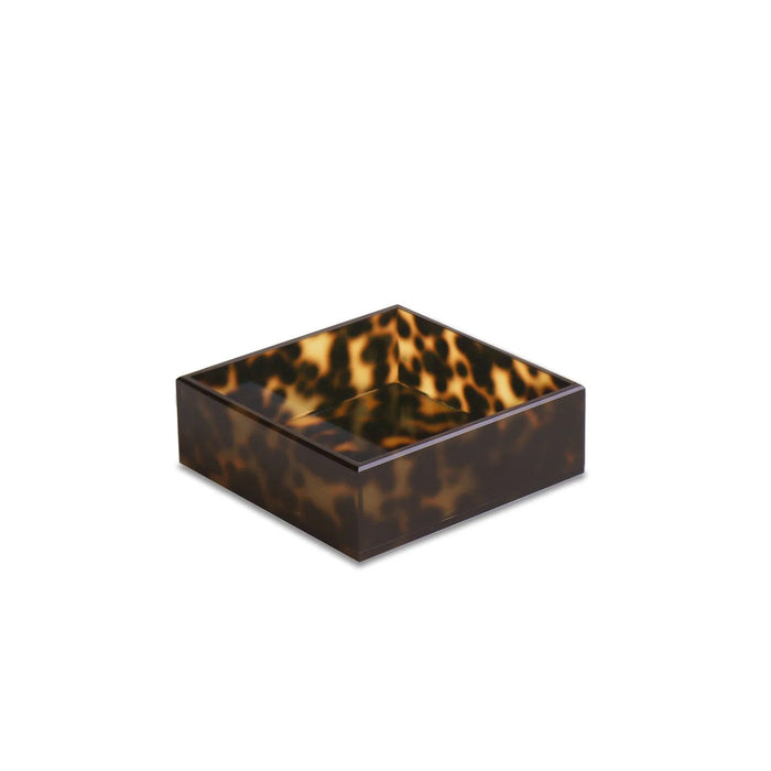 Beatriz Ball Vida Acrylic Tortoise Beverage Napkin Holder — Empty square holder isolated on white