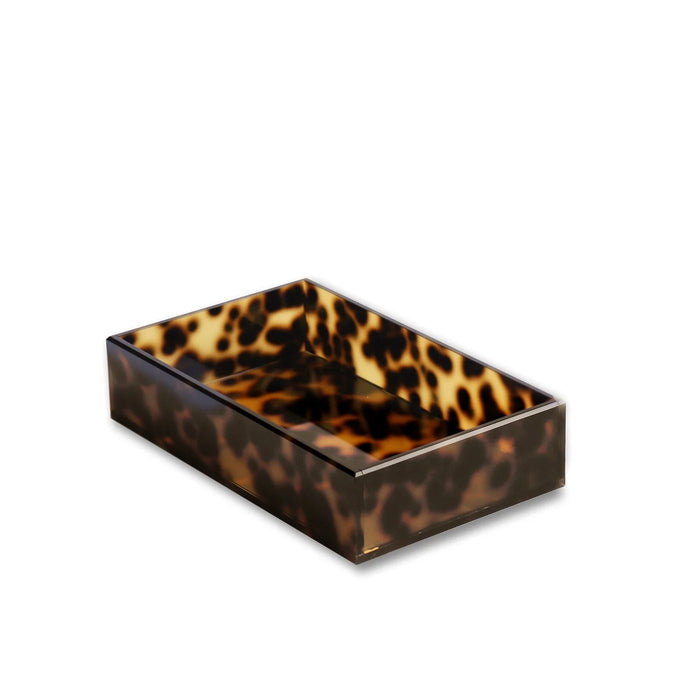 Beatriz Ball Vida Acrylic Tortoise Guest Towel Holder — Empty rectangular holder on white
