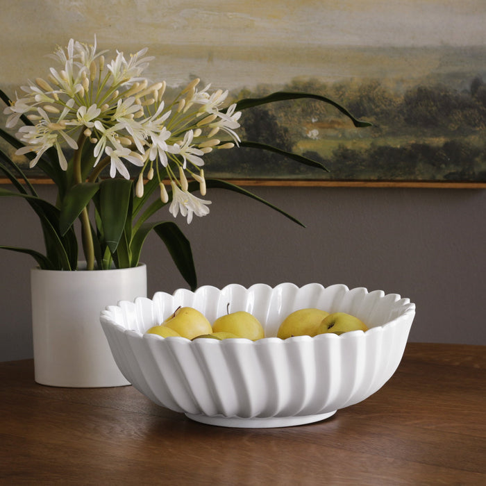 Beatriz Ball Vida Vienna Medium Bowl White — With lemons beside a potted plant