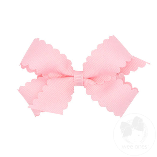 Wee Ones Mini Grosgrain Hair Bow with Scalloped Edge-Multiple Colors!