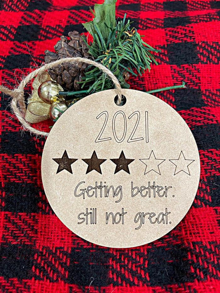 Wholesale | 1 pc | 2021 3 Stars Wood Ornament