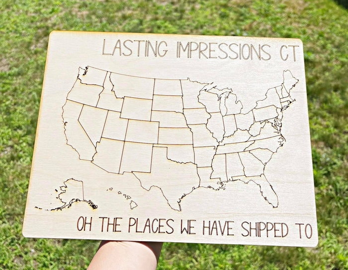 Wholesale | 1 pc | Oh the places we shipped to USA Wood Map