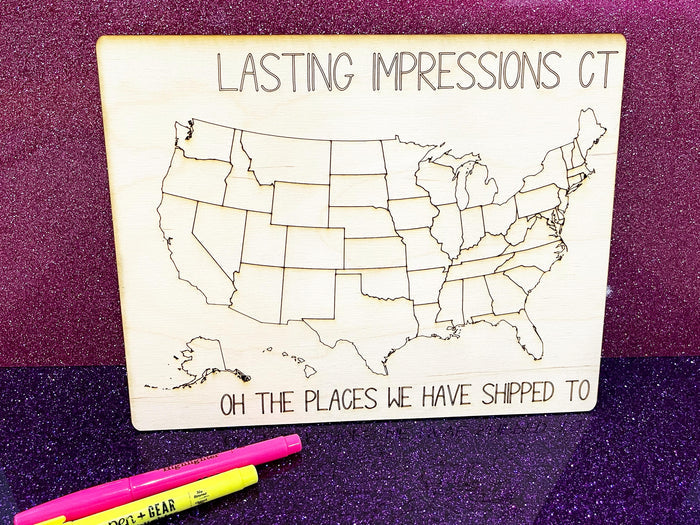 Wholesale | 1 pc | Oh the places we shipped to USA Wood Map