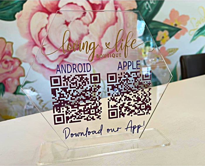 Wholesale | 1 pc | QR Code Social Media Acrylic Sign - Hand Painted