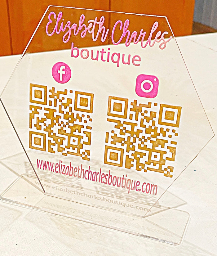 Wholesale | 1 pc | QR Code Social Media Acrylic Sign - Hand Painted