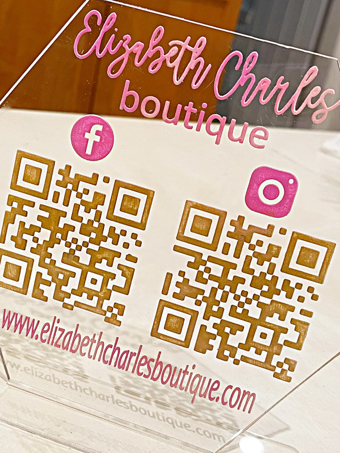 Wholesale | 1 pc | QR Code Social Media Acrylic Sign - Hand Painted