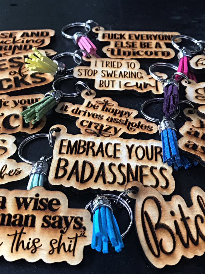 Wholesale | 10 pcs | Snarky Wood Keychain Bundle