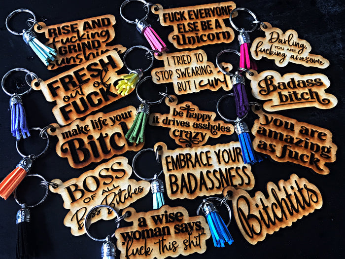 Wholesale | 10 pcs | Snarky Wood Keychain Bundle