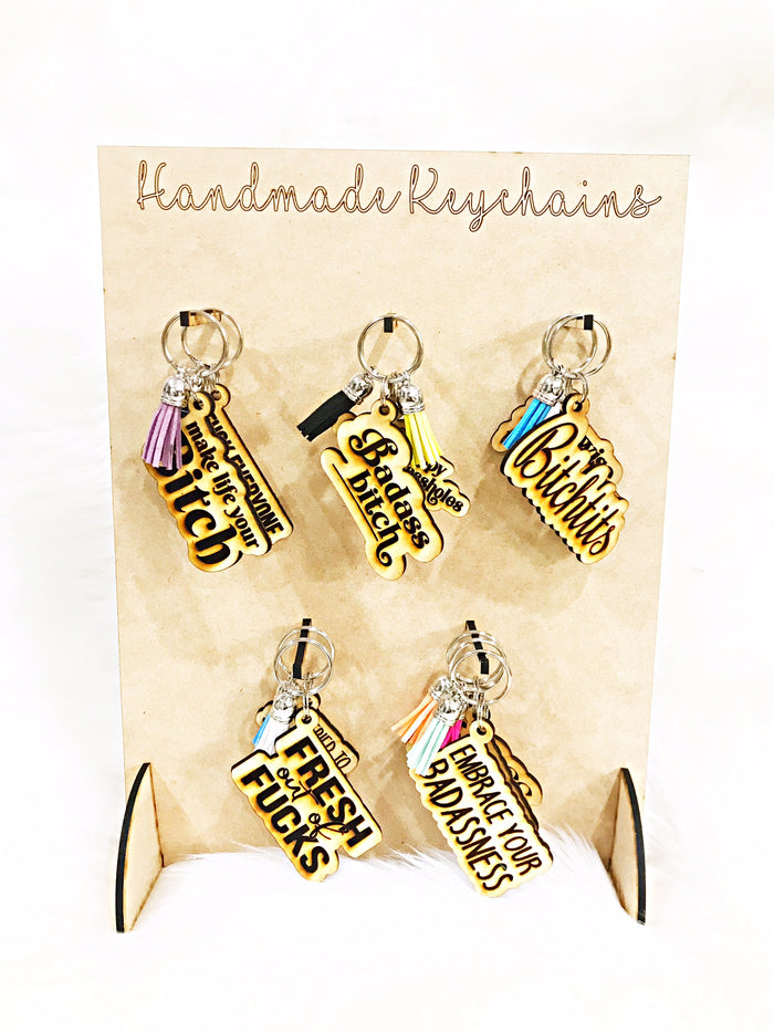 Wholesale | 10 pcs | Snarky Wood Keychain Bundle