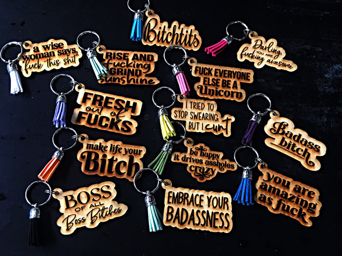 Wholesale | 10 pcs | Snarky Wood Keychain Bundle