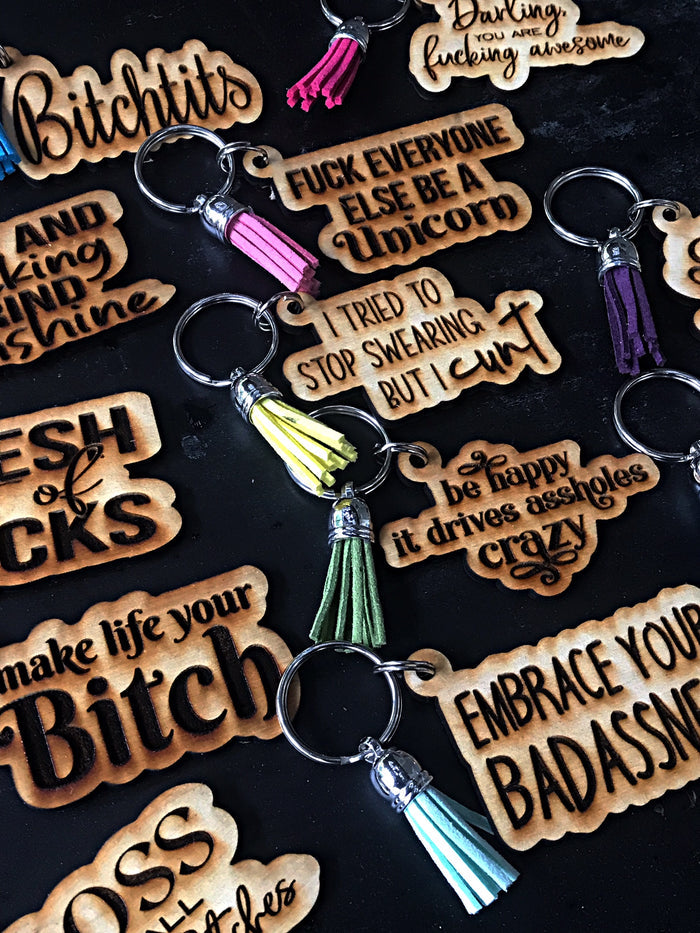 Wholesale | 10 pcs | Snarky Wood Keychain Bundle